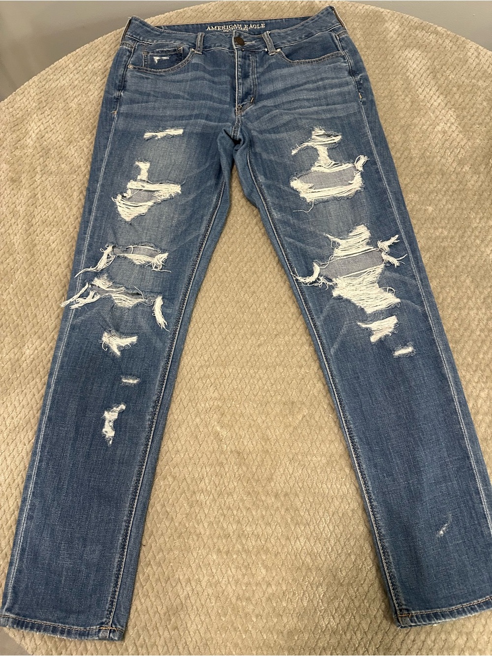 American Eagle Outfitters Distressed Dark Blue Skinny Jeans